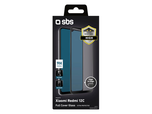 SBS Glas Displayschutz Full Cover für Xiaomi Redmi 12C