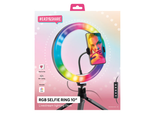 SBS Mehrfarbiger LED-Ring mit Stativ für Fotos und Videos