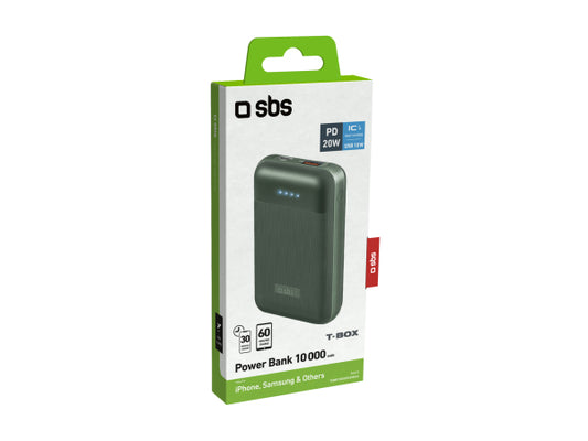 SBS Powerbank Power Delivery 20W bei 10.000 mAh, Soft Touch und gerändelte Oberfläche