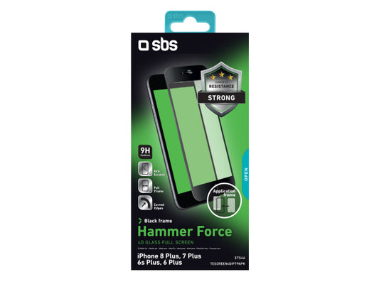 SBS Glas Displayschutz 4D Vollbild für iPhone 8 Plus/7 Plus/6s Plus/6 Plus mit Applikator