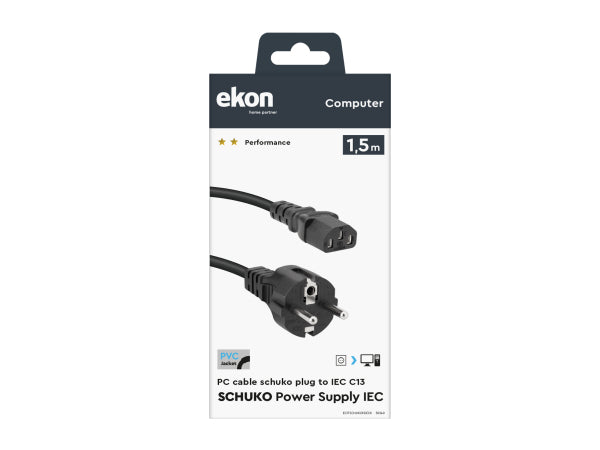 EKON Schuko-Netzkabel mit IEC-Stecker Kaufuniversum - EKON Schuko-Netzkabel mit IEC-Stecker