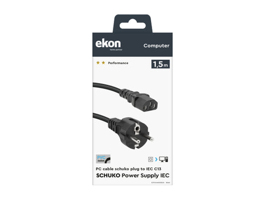 EKON Schuko-Netzkabel mit IEC-Stecker