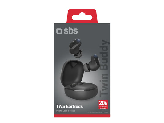 SBS Ohrhörer TWS Water resistant IPX4 mit Touch-Bedienung, Ladeetui, Sprachassistenzfunktion, Kabel und Gummistöpsel im Lieferumfang enthalten