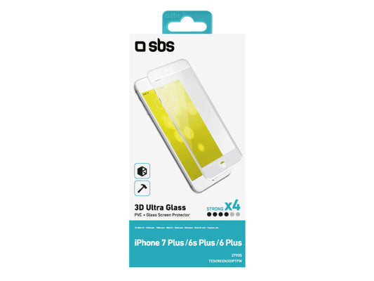 SBS Displayschutz Glas 3D für iPhone 8 Plus / 7 Plus / 6s Plus / 6 Plus