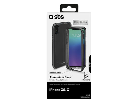 SBS Cover aus Aluminium und Hartglas für iPhone XS / X