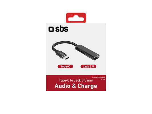 SBS USB-C-Stecker auf Klinkenbuchse 3,5 mm mit USB-C-Ladeanschluss