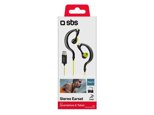SBS Wasserfeste IPX5-Sport-Ohrhörer mit Kopfbügel und USB-C-Anschluss