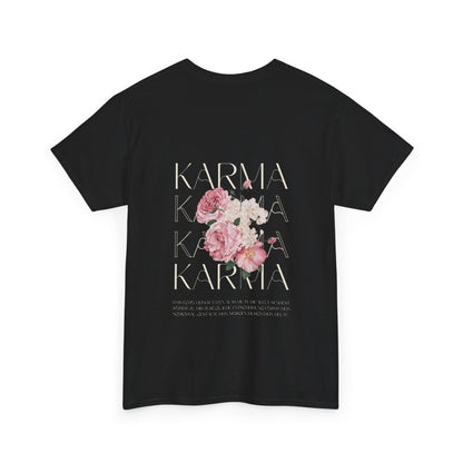 Karma Floral Unisex Heavy Cotton Tee | Spiritual Quote Shirt | Mindfulness & Positivity | Zen Aesthetic | Casual Streetwear