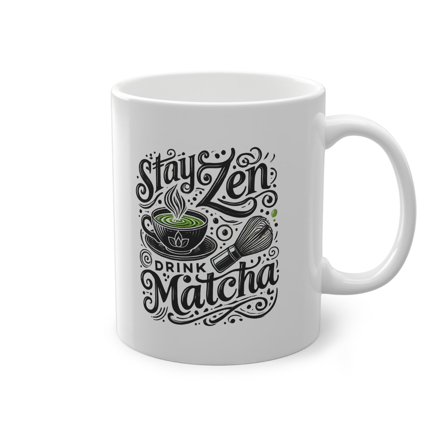 Kaufuniversum - Stay Zen, Drink Matcha Mug  Tranquil Ceramic Tea Cup | Mindful & Aesthetic Gift for Matcha Lovers