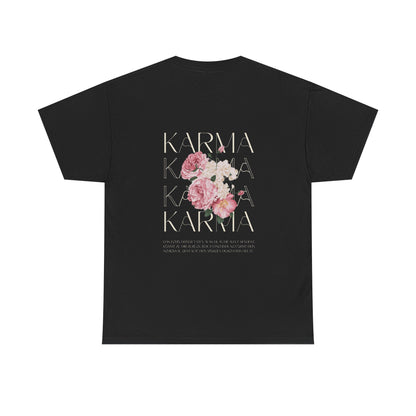 Karma Floral Unisex Heavy Cotton Tee | Spiritual Quote Shirt | Mindfulness & Positivity | Zen Aesthetic | Casual Streetwear