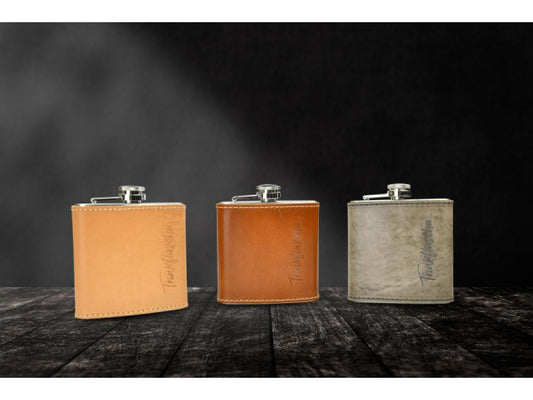 Kaufuniversum - Echt-Leder Flachmann Birdie Wasser cognac