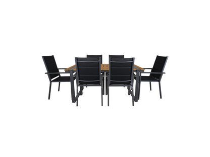 CONTINI Gartentischset 180x90xm mit 6 Stühlen