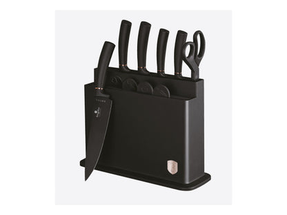 Berlinger Haus Messerset mit Ständer und Schneidebrett Black Rose Collection