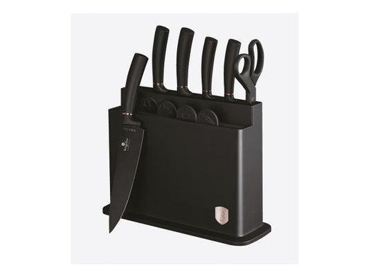Berlinger Haus Messerset mit Ständer und Schneidebrett Black Rose Collection