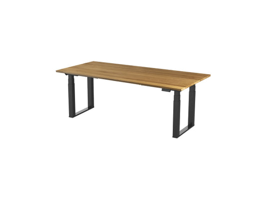 Kaufuniversum - CONTINI höhenverstellbarer Bürotisch 2.0x0.9m Eiche Massivholz / Gestell ET223Q schwarz