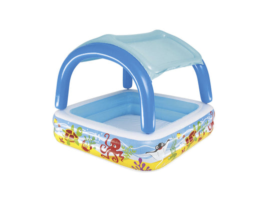 Kaufuniversum - Bestway Planschbecken Beach Buddy mit Sonnenschutzdach 140 x 140 x 114cm