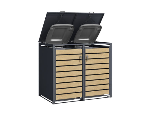 Kaufuniversum - Holmberg Mülltonnenbox für 2x 60L/120L/240L Boxen 2 Türen