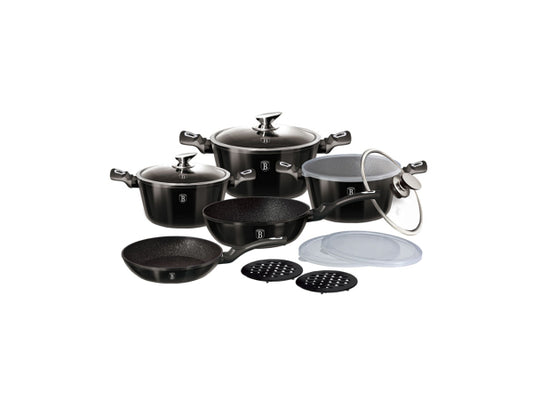 Kaufuniversum - Berlinger Haus13 teiliges Topfset Metallic Line Shiny Black Edition