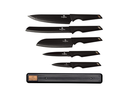 Berlinger Haus  6-teiliges Messerset mit Magnetaufhänger Black Rose Collection/Monaco Collection