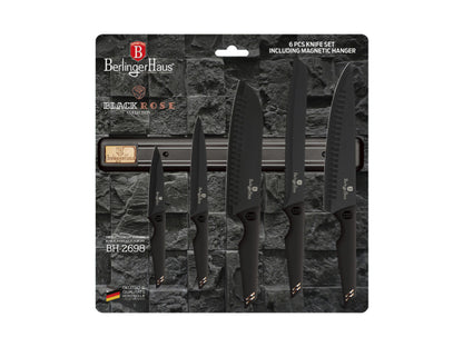Berlinger Haus  6-teiliges Messerset mit Magnetaufhänger Black Rose Collection/Monaco Collection