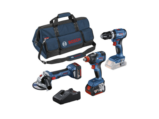 Kaufuniversum - Bosch Professional Bosch 3Tool Kit GSB 18V-45+ GDX 18V-200+ GWS 18V-7+ 2 x 5.0 Ah+ GAL 18V-40+ Tasche M (C)