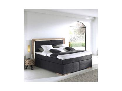 naturoo Boxspringbett Marcel 180x200cm schwarz inkl. Premium Topper & LED Beleuchtung