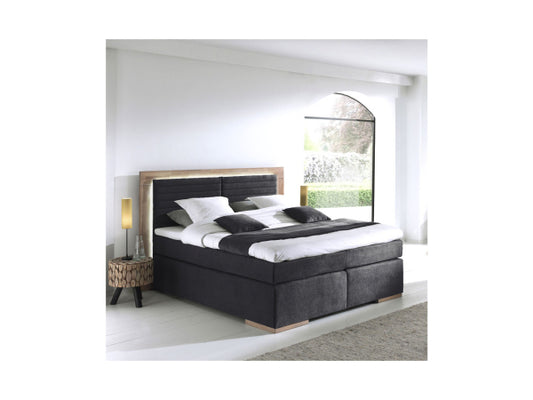 Kaufuniversum - naturoo Boxspringbett Marcel 180x200cm schwarz inkl. Premium Topper & LED Beleuchtung