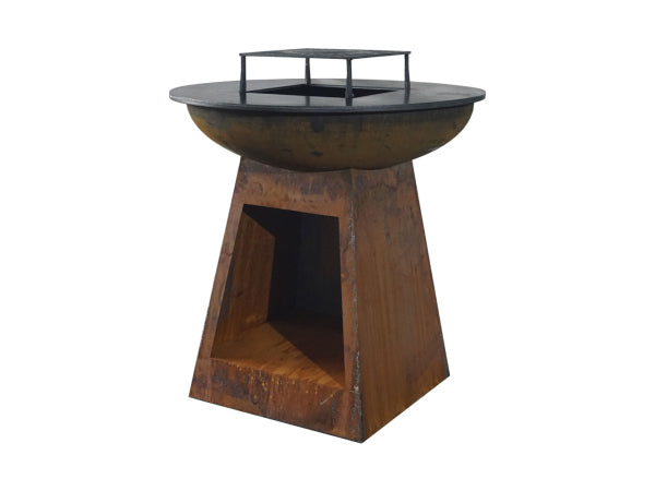 Kaufuniversum - Mr.Grill Feuerschale mit Holzfach & Grillring Rusty