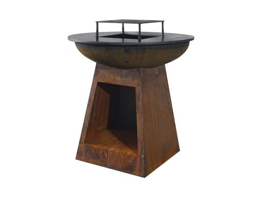 Kaufuniversum - Mr.Grill Feuerschale mit Holzfach & Grillring Rusty