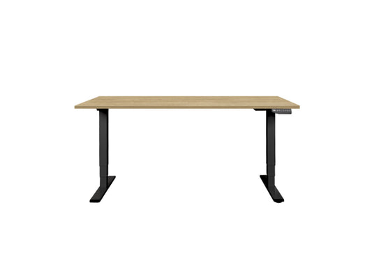 CONTINI höhenverstellbarer Bürotisch 1.8x0.8m Eiche / Gestell schwarz RAL 9005