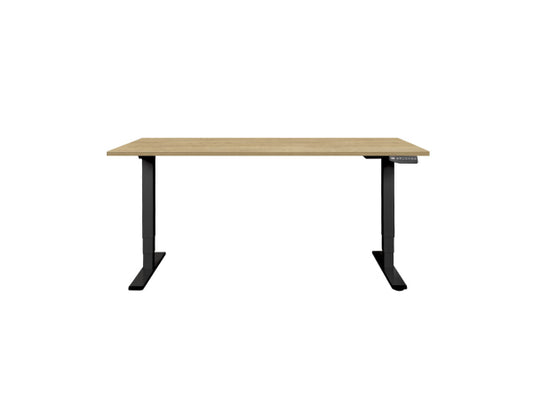 CONTINI höhenverstellbarer Bürotisch 1.6x0.8m Eiche / Gestell ET225E schwarz RAL 9005