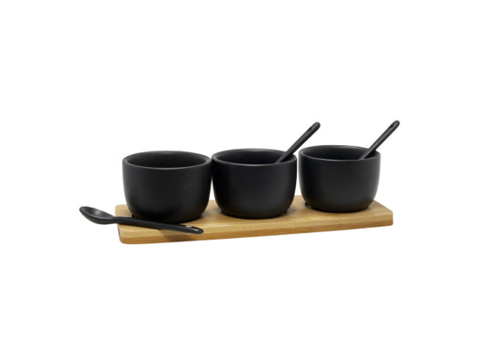 Kaufuniversum - Tavola Schalenset mit Löffen schwarz/bambus 7teilig