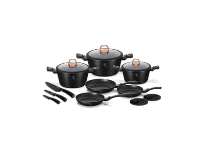 Berlinger Haus 14 pcs Marble Coating Cookware Set (Black Rose)