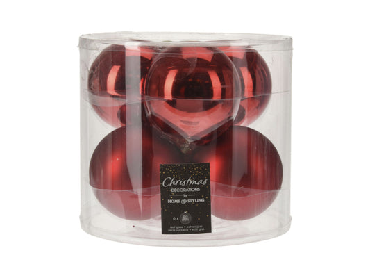 Kaufuniversum - FS-STAR FS STAR Weihnachtskugel rot 8cm 6er Set
