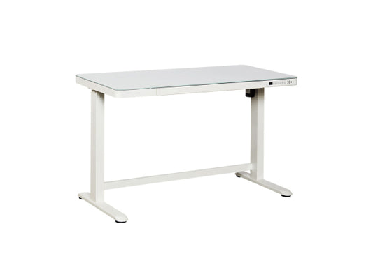Kaufuniversum - CONTINI höhenverstellbarer Bürotisch 1.2x0.6m weiss Glas Arbeitsfläche