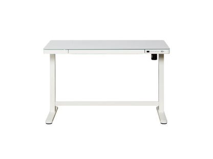 CONTINI höhenverstellbarer Bürotisch 1.2x0.6m weiss Glas Arbeitsfläche
