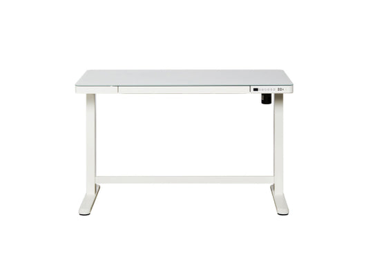 CONTINI höhenverstellbarer Bürotisch 1.2x0.6m weiss Glas Arbeitsfläche