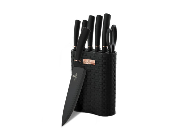 Kaufuniversum - Berlinger Haus 7-teiliges Messerset mit Messerblock Black Rose Collection