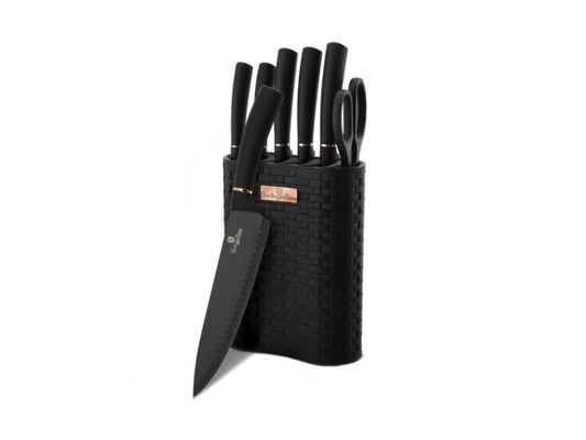 Kaufuniversum - Berlinger Haus 7-teiliges Messerset mit Messerblock Black Rose Collection