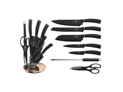 Berlinger Haus 8-teiliges Messerset mit Acryl-Block Black Rose Collection