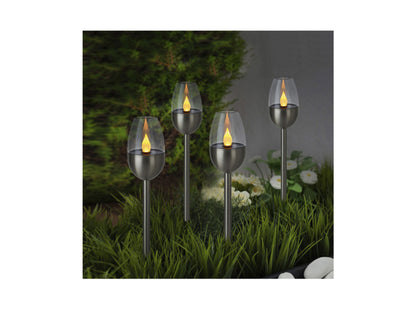 FS-STAR Solar Gartenfackel Edelstahl H 38cm