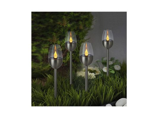 Kaufuniversum - FS-STAR Solar Gartenfackel Edelstahl H 38cm