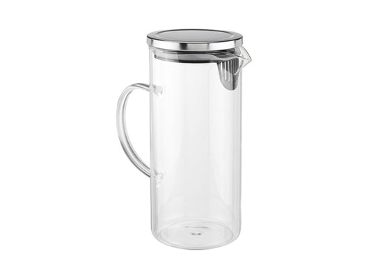 FS-Star Kühlschrank Krug 1.3L aus Glas mit Edelstahldeckel