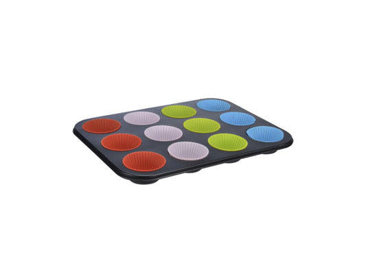 Kaufuniversum - FS-Star Muffin-Backform mit Silikonförmchen für 12 Muffins