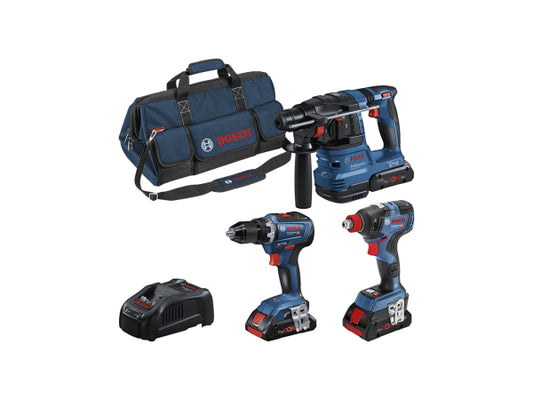 Kaufuniversum - Bosch Professional Bosch 3Tool Kit GSR 18V-55+ GDX 18V-200+ GBH 18V-22+ 3 x 4.0Ah (PC)+ GAL 1880CV (C)