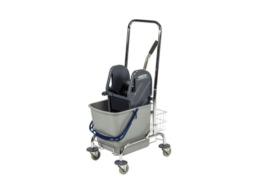 Kaufuniversum - SPRiNTUS Nasswischwagen mit Schubbügel und Ablagekorb 27 L