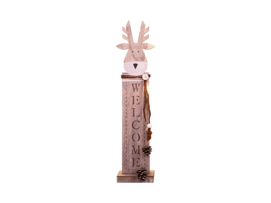 Kaufuniversum - dameco Holzständer Hirsch 8 LED 66.5cm mit Schal und Schriftzug Welcome