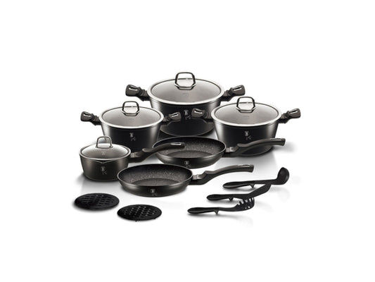 Kaufuniversum - Berlinger Haus 15-teiliges Kochgeschirr-Set Black Silver Collection