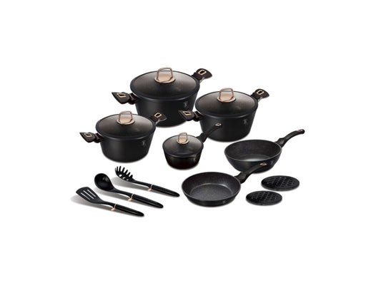 Kaufuniversum - Berlinger Haus 15-teiliges Kochgeschirr-Set Black Rose Collection