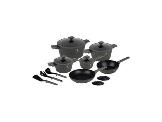 Kaufuniversum - Berlinger Haus 15-teiliges Kochgeschirr-Set matt Anthracite Collection